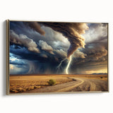 Tornado with Lightning in Desert Landscape - Earthy Phenomena Wall Art