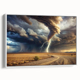 Tornado with Lightning in Desert Landscape - Earthy Phenomena Wall Art