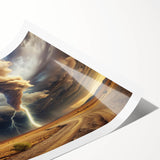 Tornado with Lightning in Desert Landscape - Earthy Phenomena Wall Art