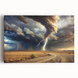 Tornado with Lightning in Desert Landscape - Earthy Phenomena Wall Art