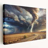 Tornado with Lightning in Desert Landscape - Earthy Phenomena Wall Art