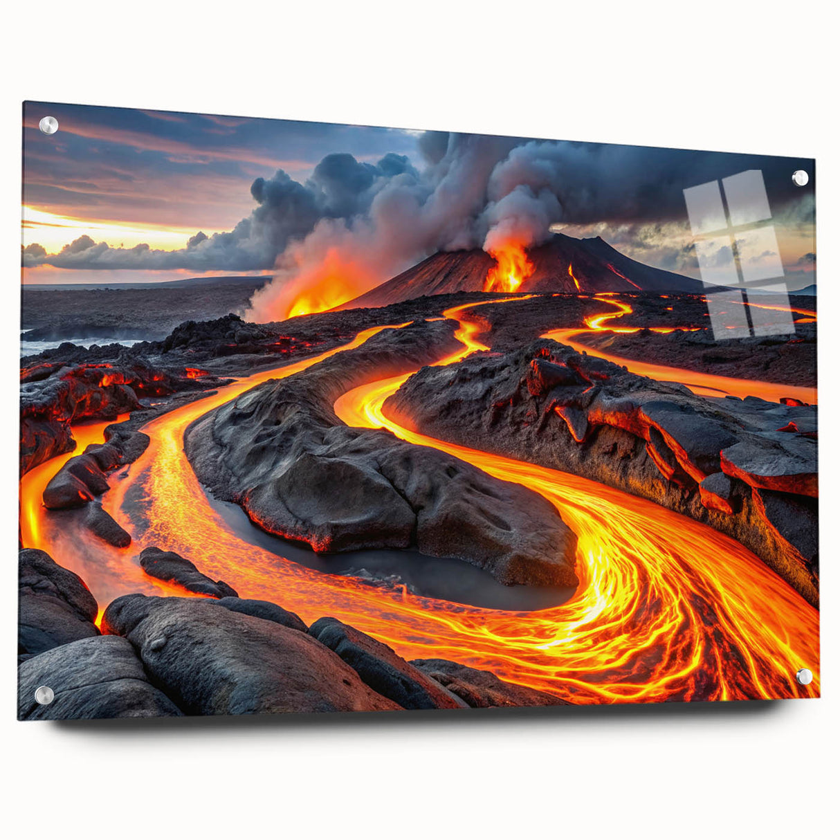 Volcanic Eruption with Lava Flow - Earthy Phenomena Wall Art Print