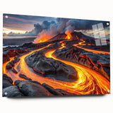 Volcanic Eruption with Lava Flow - Earthy Phenomena Wall Art Print