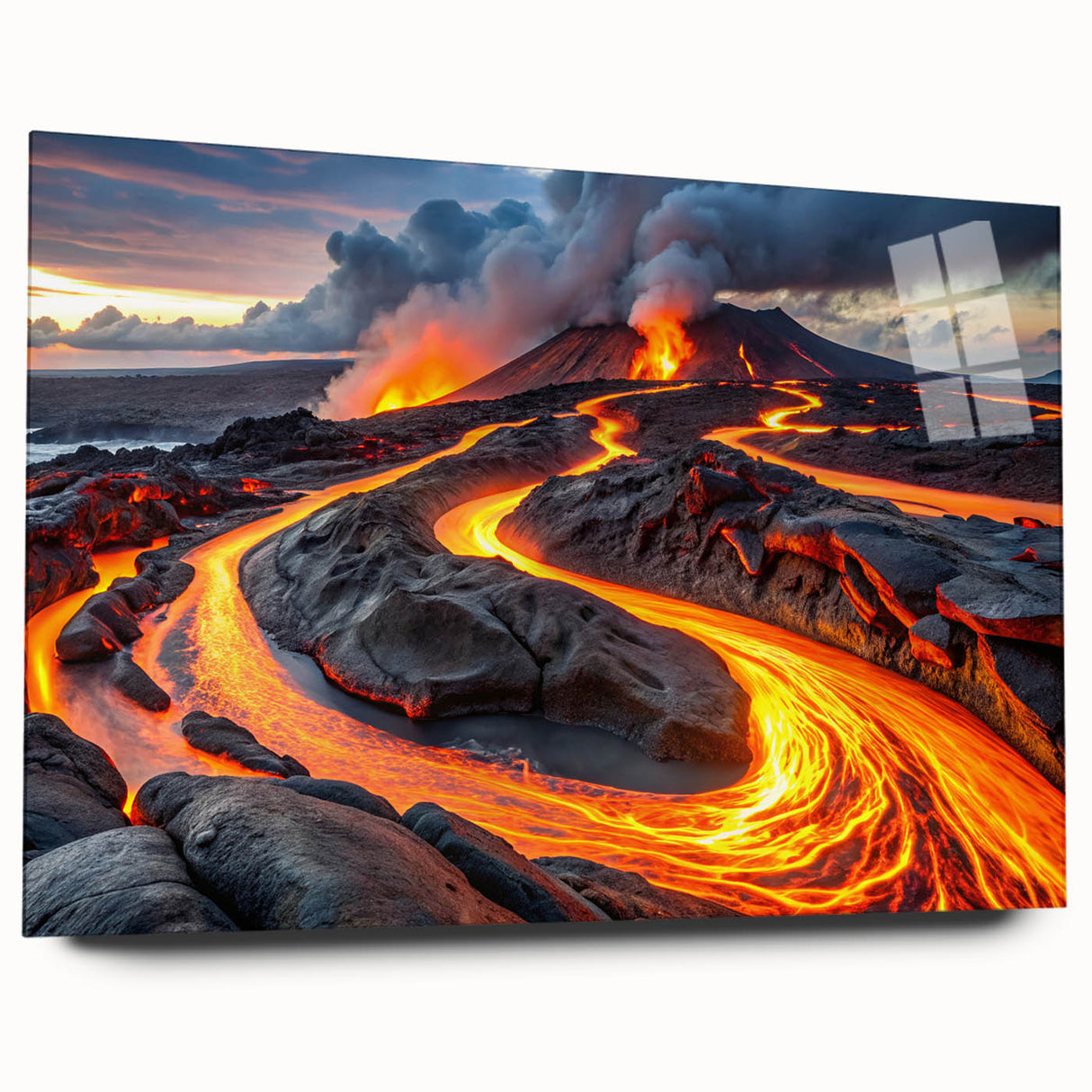 Volcanic Eruption with Lava Flow - Earthy Phenomena Wall Art Print