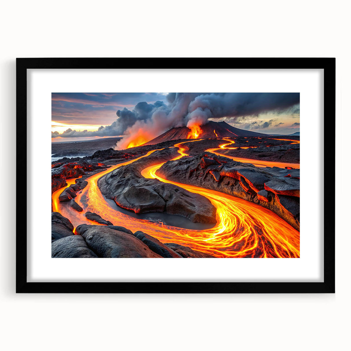 Volcanic Eruption with Lava Flow - Earthy Phenomena Wall Art Print