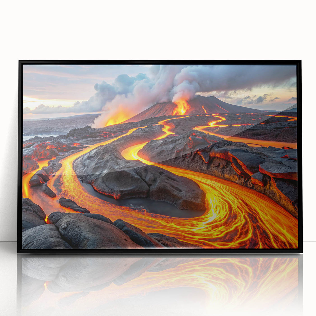 Volcanic Eruption with Lava Flow - Earthy Phenomena Wall Art Print
