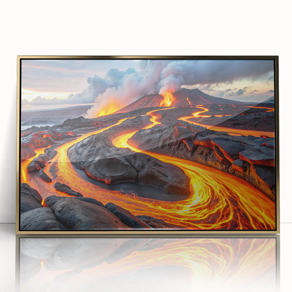Volcanic Eruption with Lava Flow - Earthy Phenomena Wall Art Print