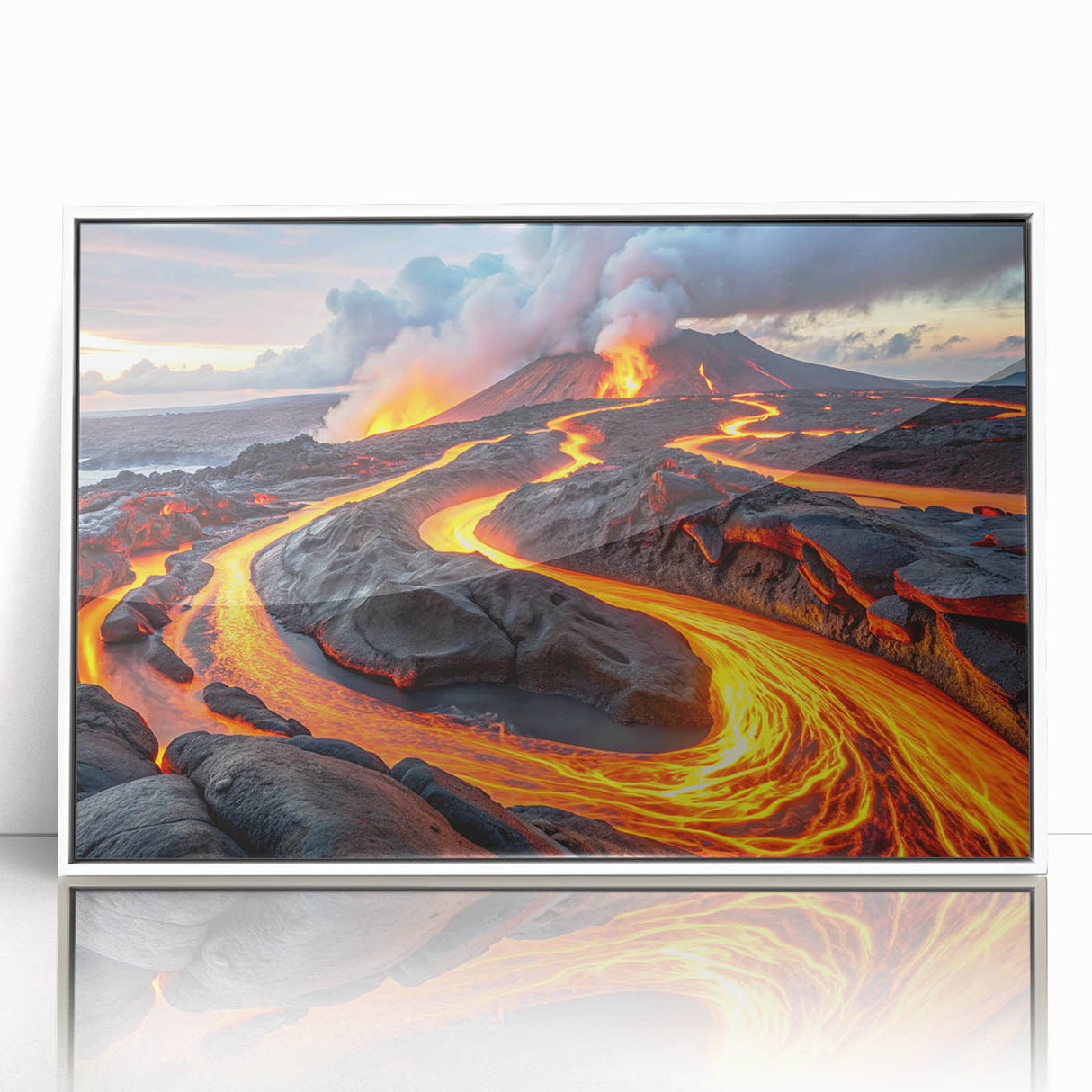 Volcanic Eruption with Lava Flow - Earthy Phenomena Wall Art Print