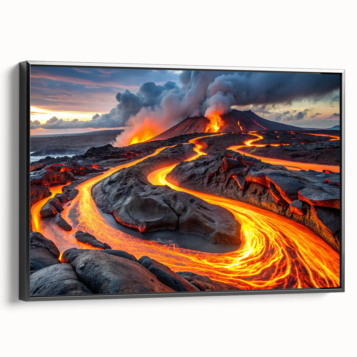 Volcanic Eruption with Lava Flow - Earthy Phenomena Wall Art Print