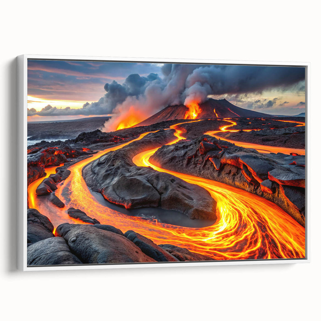 Volcanic Eruption with Lava Flow - Earthy Phenomena Wall Art Print