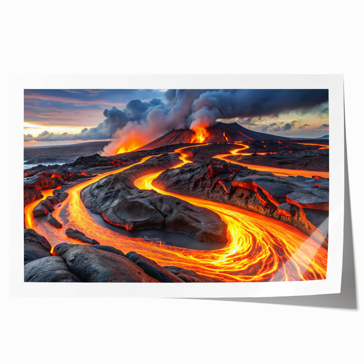 Volcanic Eruption with Lava Flow - Earthy Phenomena Wall Art Print