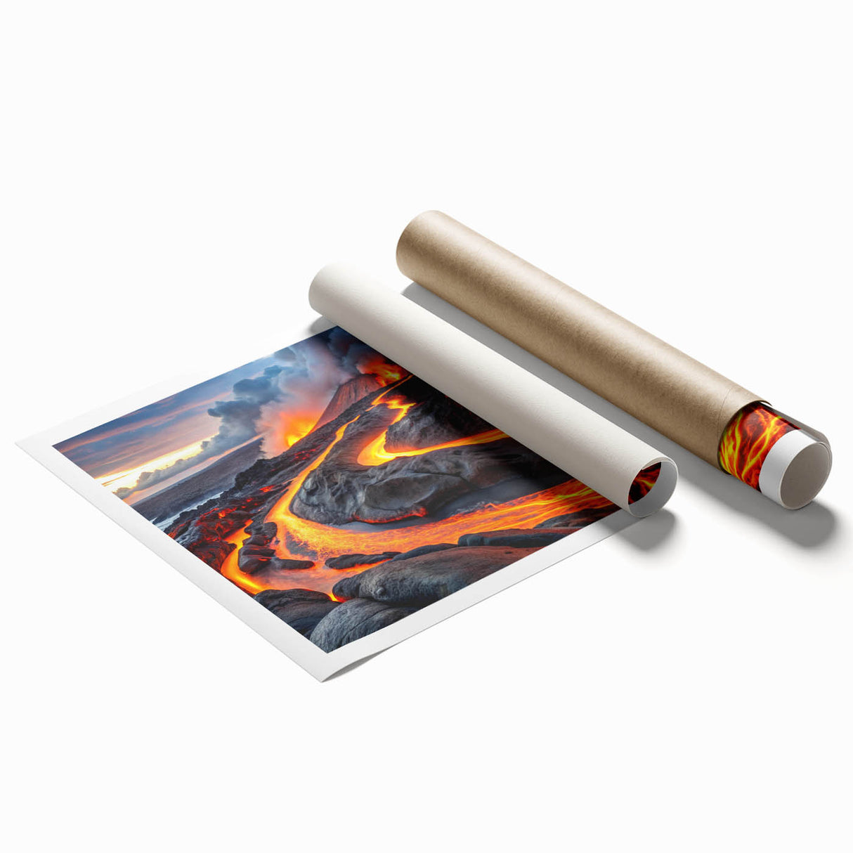 Volcanic Eruption with Lava Flow - Earthy Phenomena Wall Art Print
