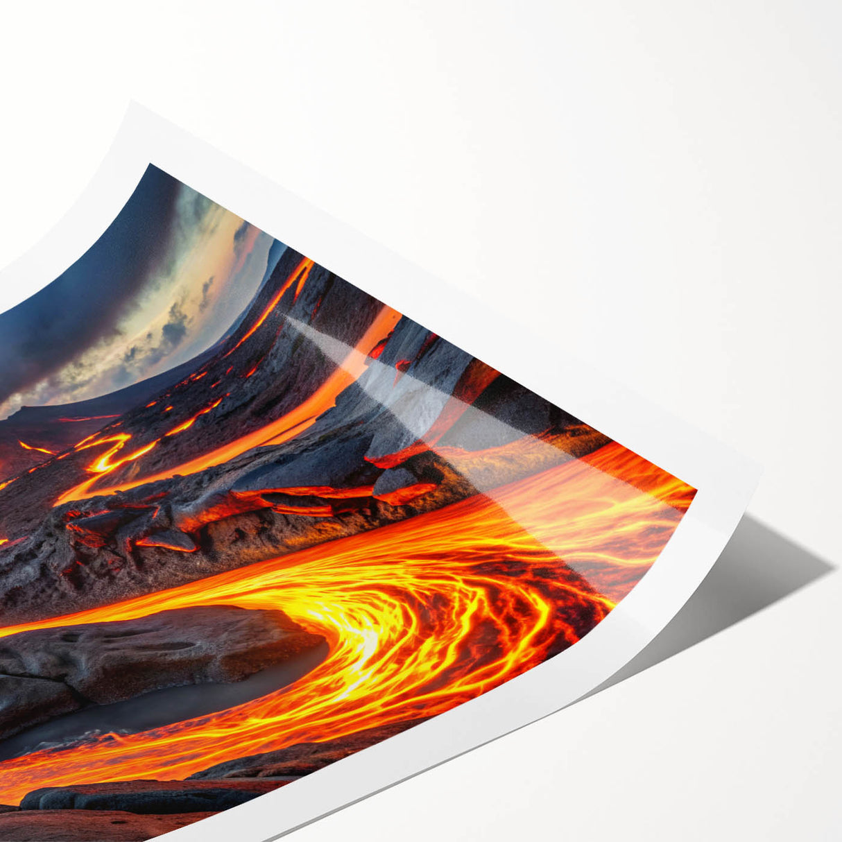 Volcanic Eruption with Lava Flow - Earthy Phenomena Wall Art Print