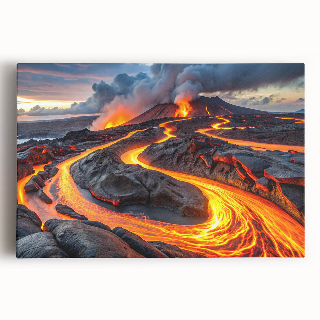 Volcanic Eruption with Lava Flow - Earthy Phenomena Wall Art Print