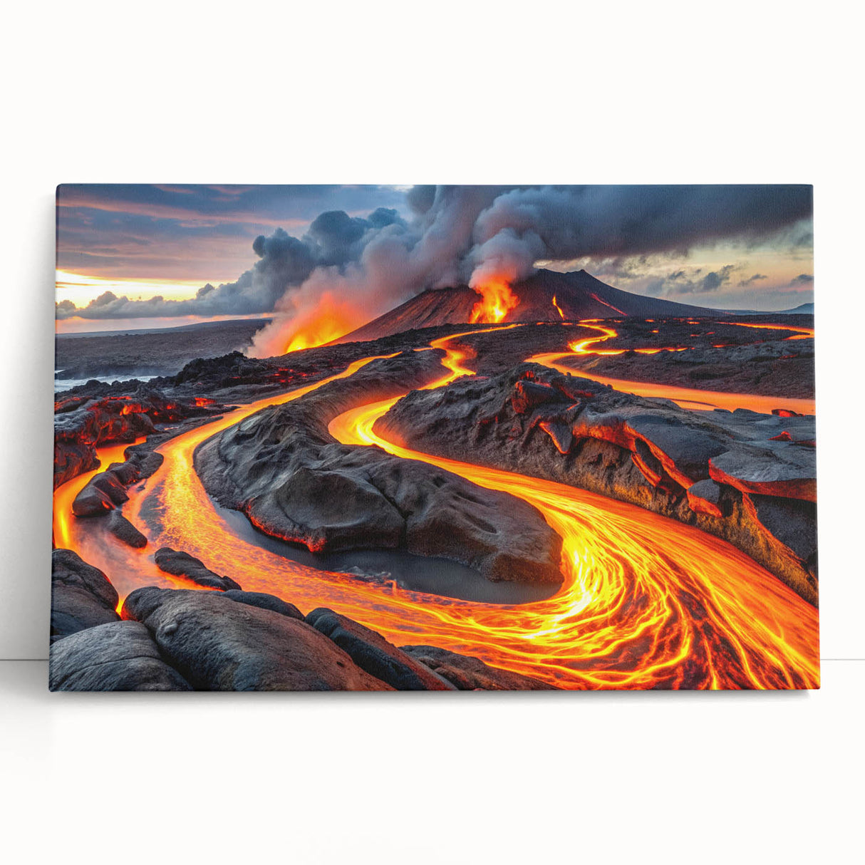 Volcanic Eruption with Lava Flow - Earthy Phenomena Wall Art Print