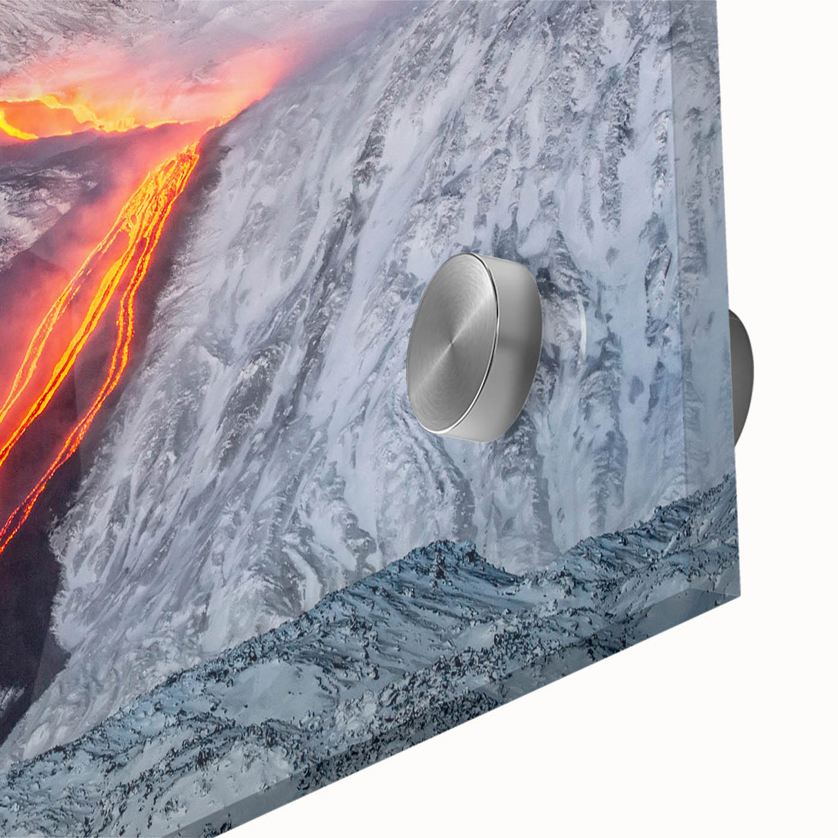 Lava Flow on Snowy Mountain - Earthy Phenomena Wall Art Print