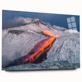 Lava Flow on Snowy Mountain - Earthy Phenomena Wall Art Print