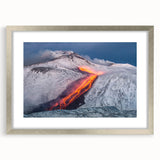 Lava Flow on Snowy Mountain - Earthy Phenomena Wall Art Print