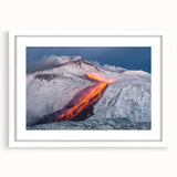 Lava Flow on Snowy Mountain - Earthy Phenomena Wall Art Print
