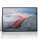 Lava Flow on Snowy Mountain - Earthy Phenomena Wall Art Print