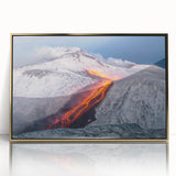 Lava Flow on Snowy Mountain - Earthy Phenomena Wall Art Print