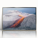 Lava Flow on Snowy Mountain - Earthy Phenomena Wall Art Print