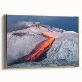 Lava Flow on Snowy Mountain - Earthy Phenomena Wall Art Print