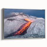 Lava Flow on Snowy Mountain - Earthy Phenomena Wall Art Print