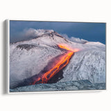 Lava Flow on Snowy Mountain - Earthy Phenomena Wall Art Print