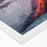 Lava Flow on Snowy Mountain - Earthy Phenomena Wall Art Print