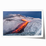 Lava Flow on Snowy Mountain - Earthy Phenomena Wall Art Print