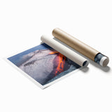 Lava Flow on Snowy Mountain - Earthy Phenomena Wall Art Print