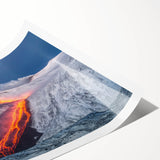 Lava Flow on Snowy Mountain - Earthy Phenomena Wall Art Print