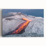 Lava Flow on Snowy Mountain - Earthy Phenomena Wall Art Print