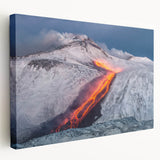 Lava Flow on Snowy Mountain - Earthy Phenomena Wall Art Print