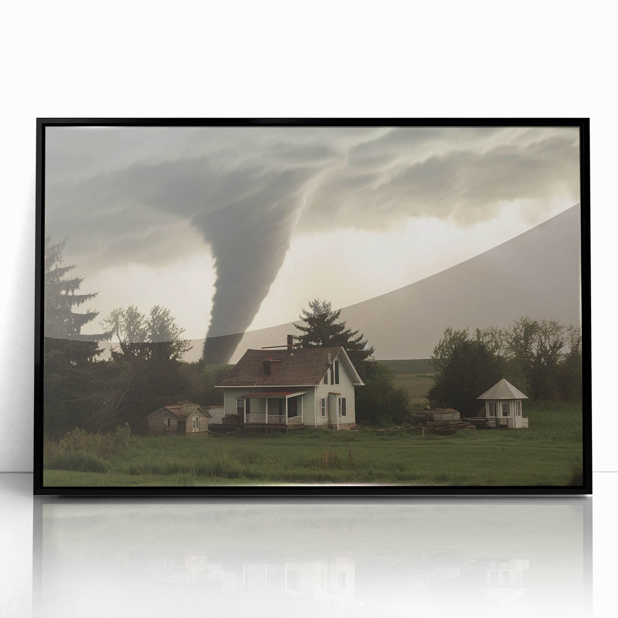 Tornado Approaching Farmhouse - Earthy Phenomena Wall Art Print