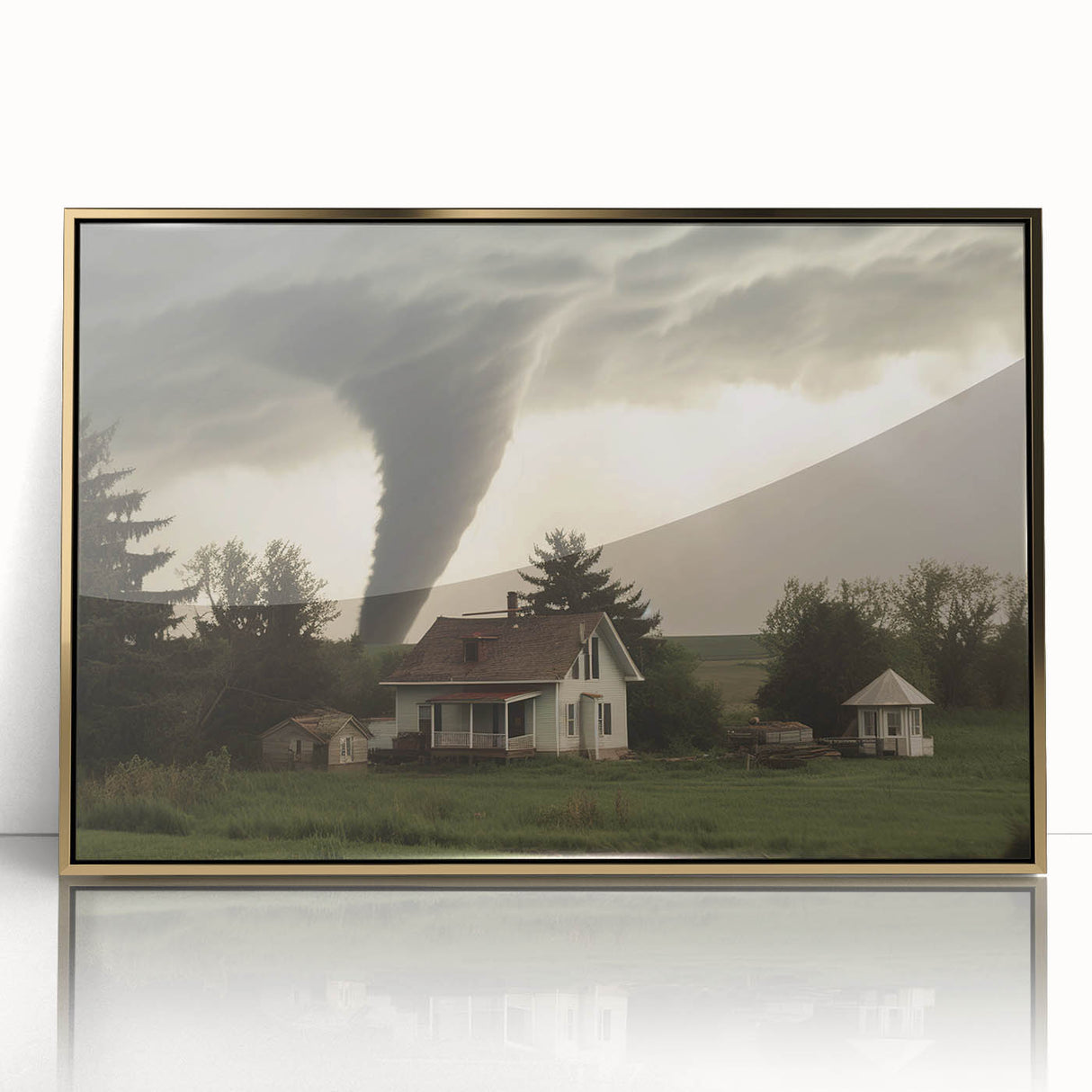 Tornado Approaching Farmhouse - Earthy Phenomena Wall Art Print