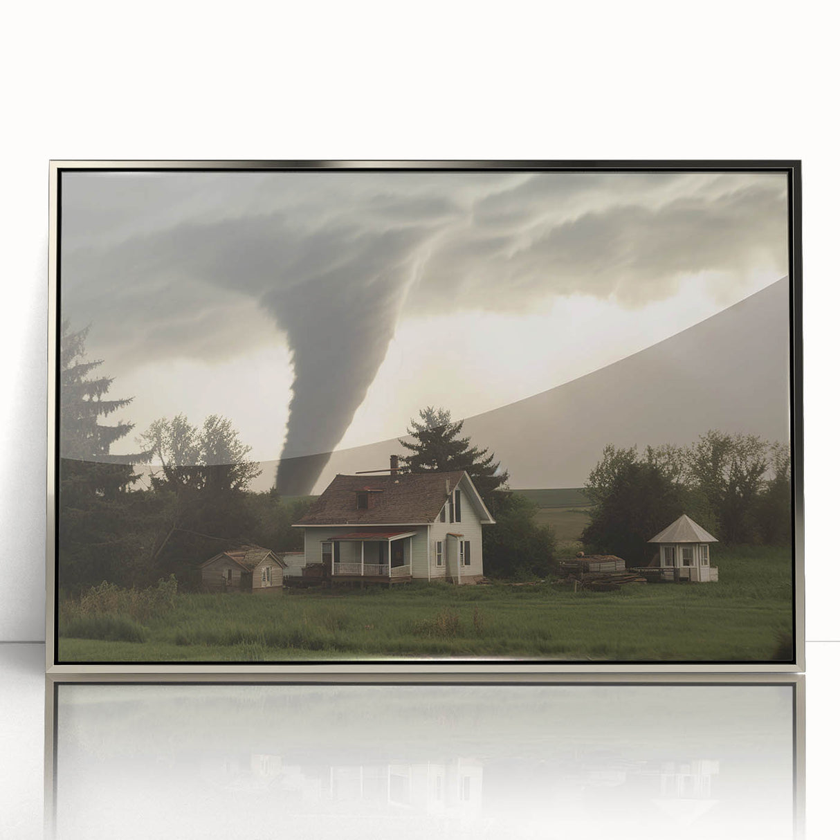 Tornado Approaching Farmhouse - Earthy Phenomena Wall Art Print
