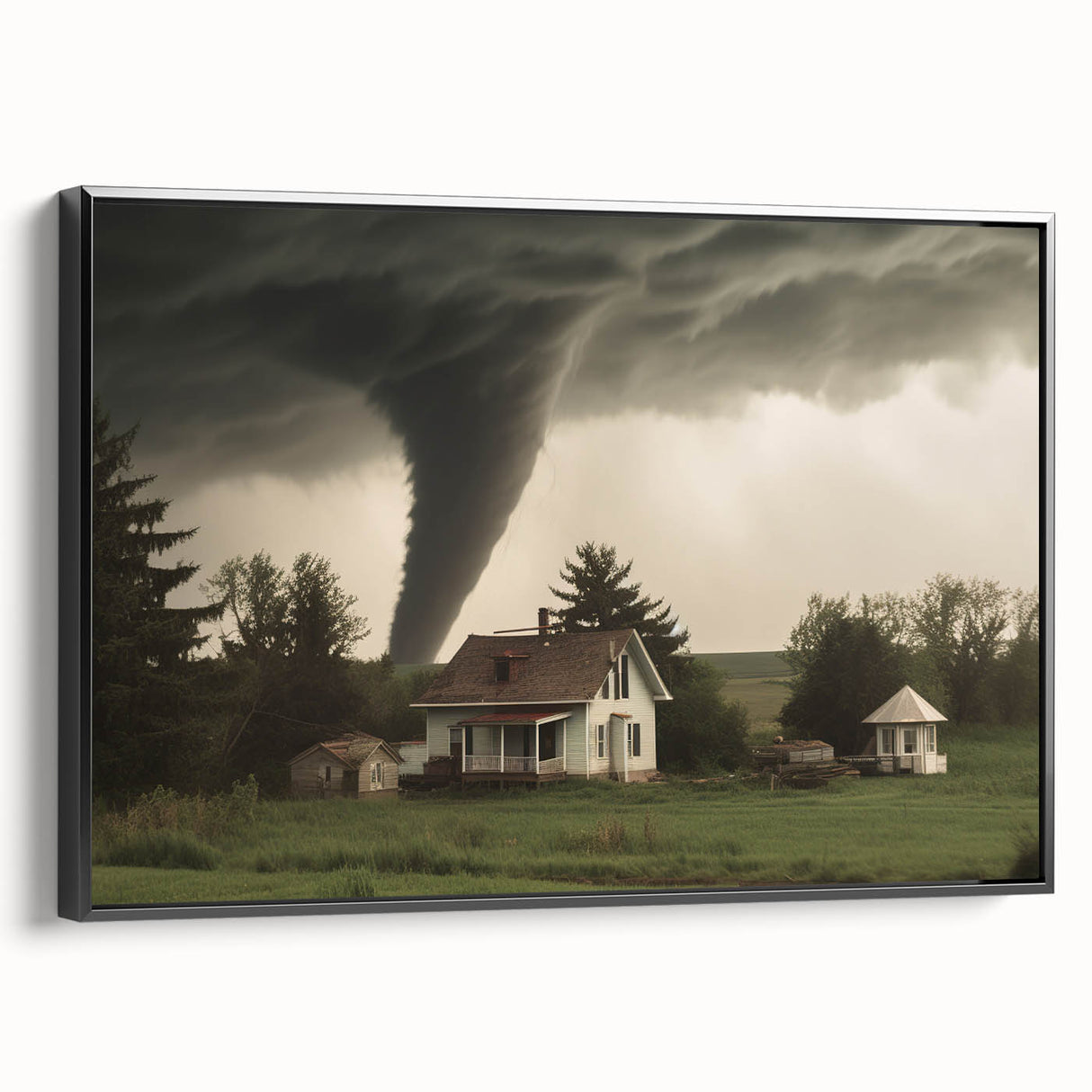 Tornado Approaching Farmhouse - Earthy Phenomena Wall Art Print