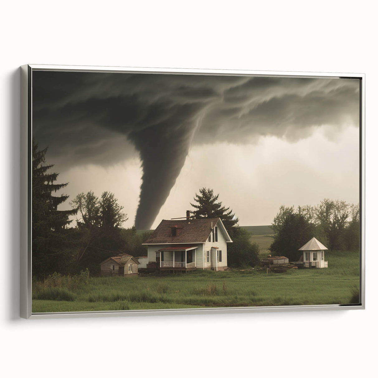 Tornado Approaching Farmhouse - Earthy Phenomena Wall Art Print