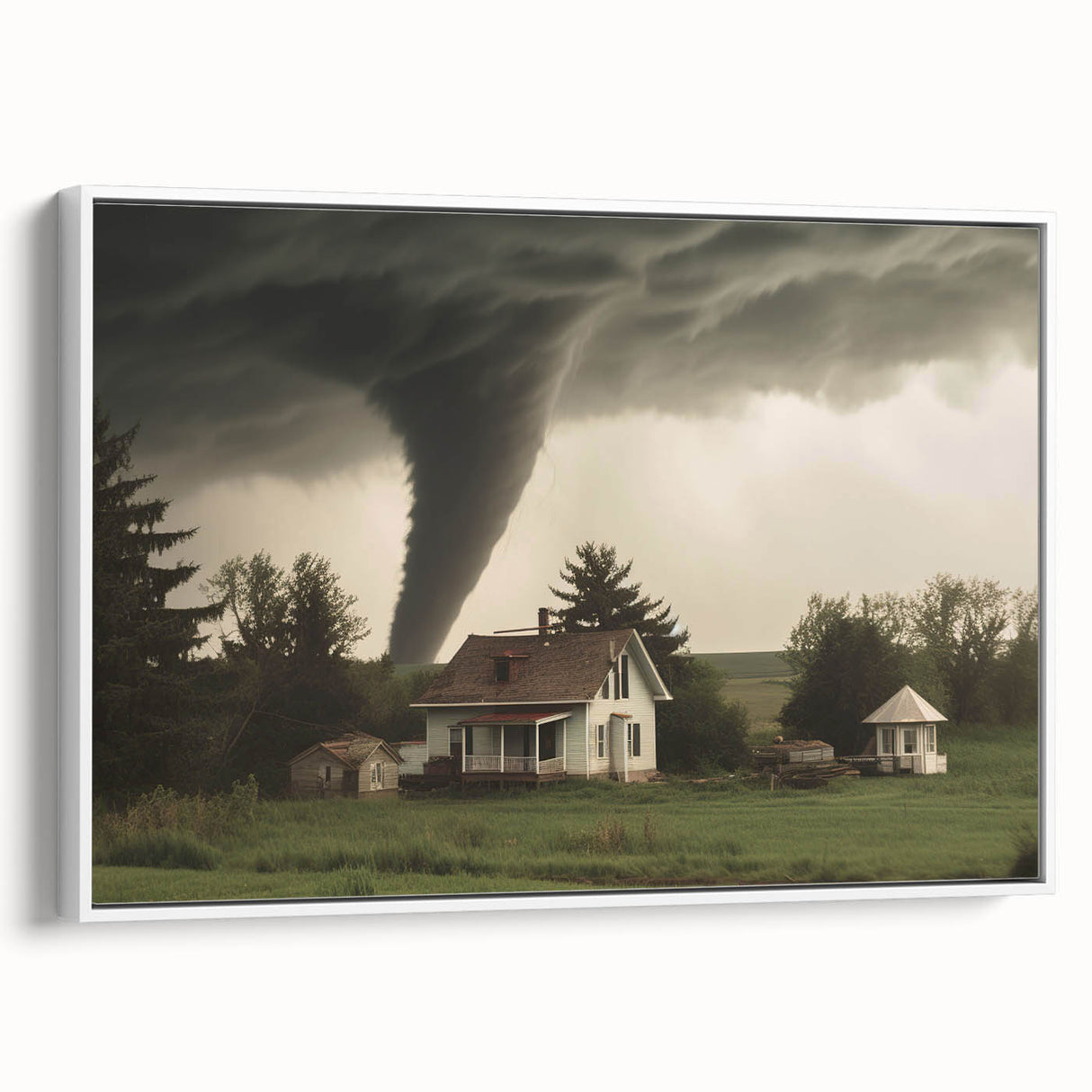 Tornado Approaching Farmhouse - Earthy Phenomena Wall Art Print