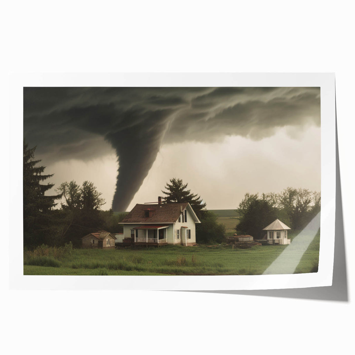 Tornado Approaching Farmhouse - Earthy Phenomena Wall Art Print