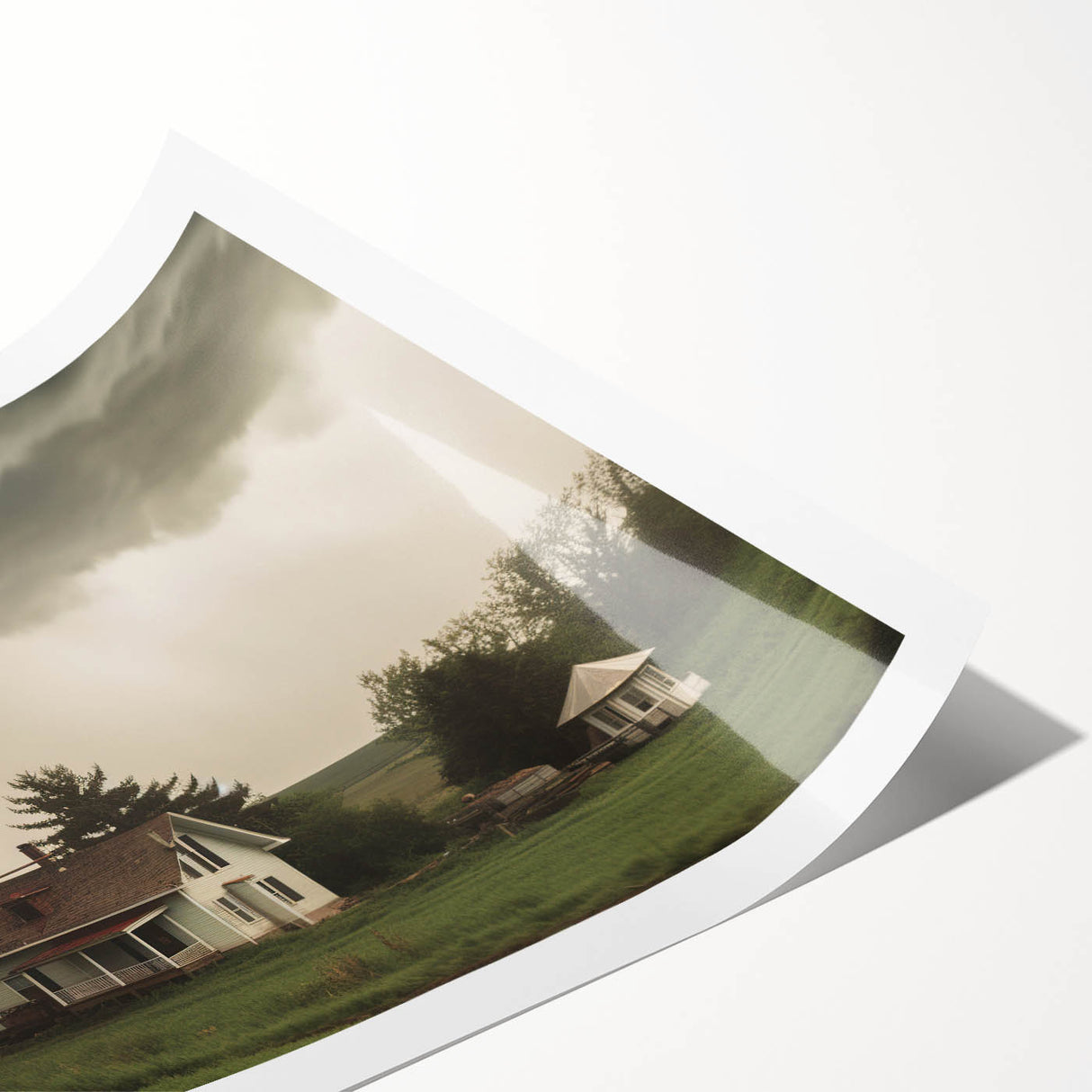 Tornado Approaching Farmhouse - Earthy Phenomena Wall Art Print