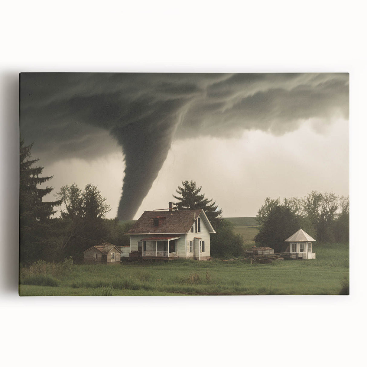 Tornado Approaching Farmhouse - Earthy Phenomena Wall Art Print