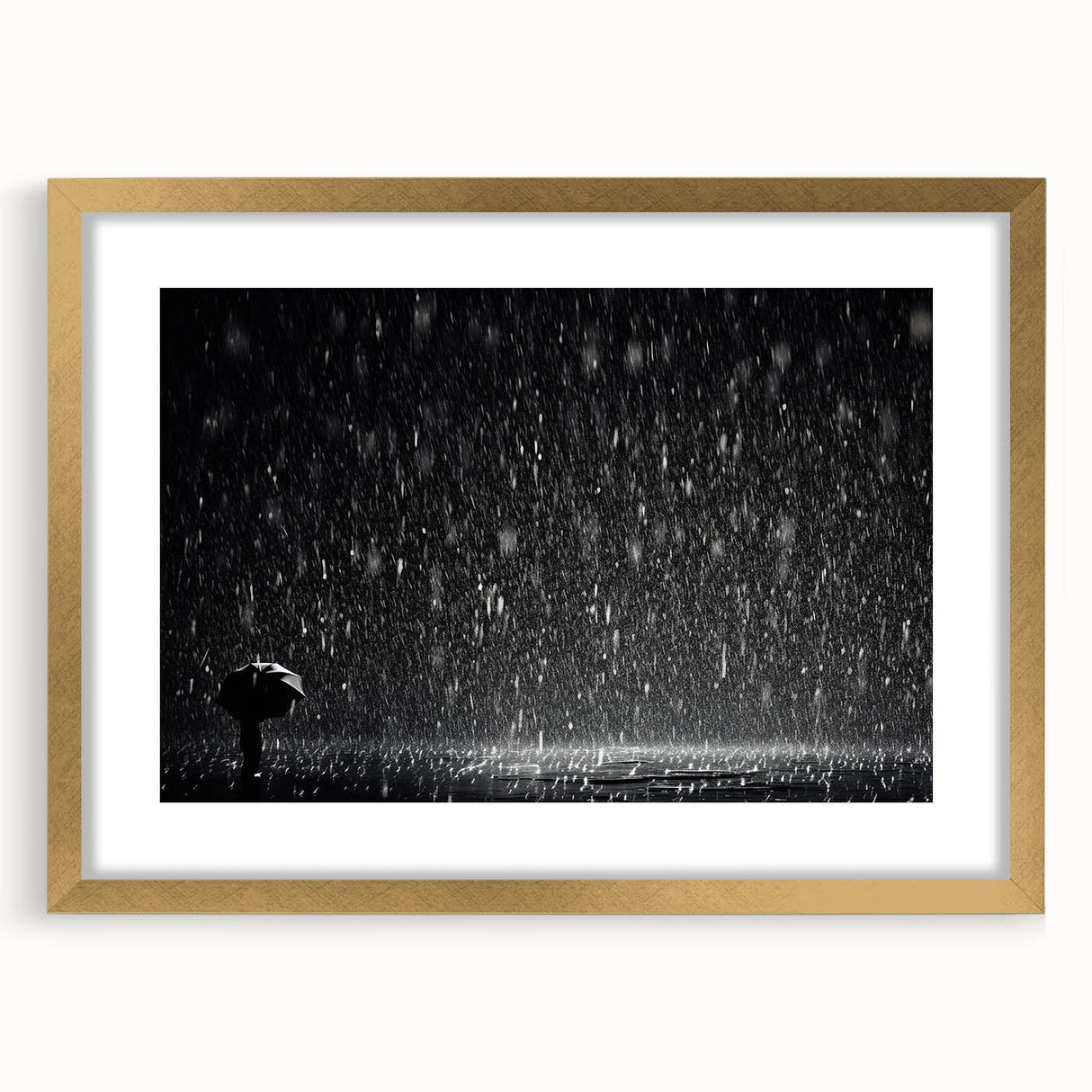 Solitary Figure in Rainstorm - Earthy Phenomena Wall Art Print