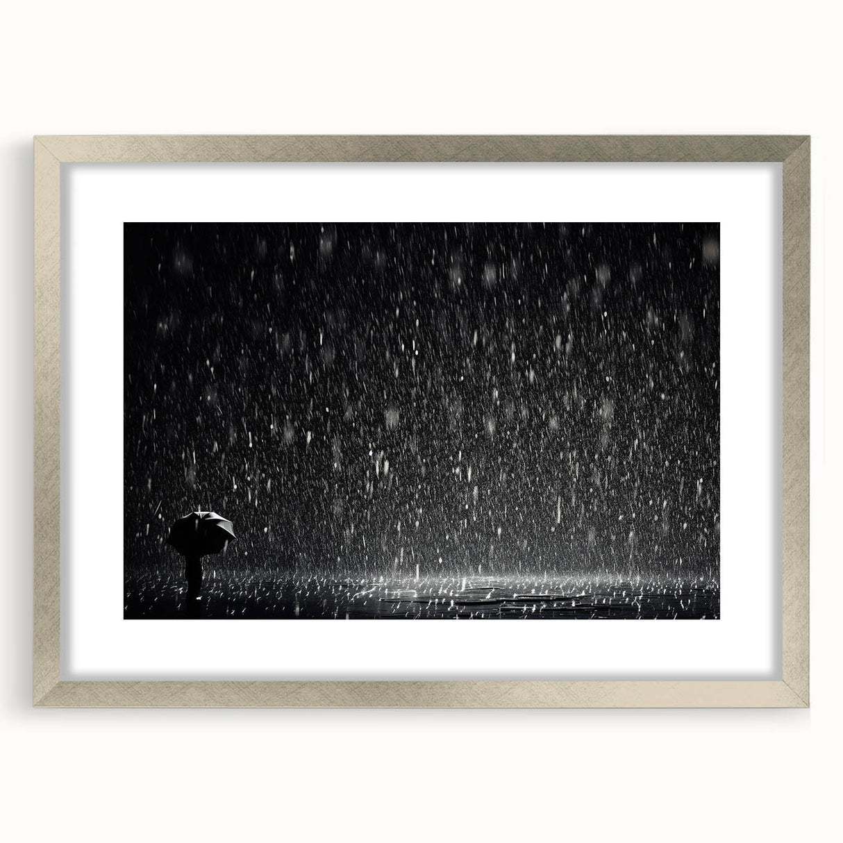 Solitary Figure in Rainstorm - Earthy Phenomena Wall Art Print