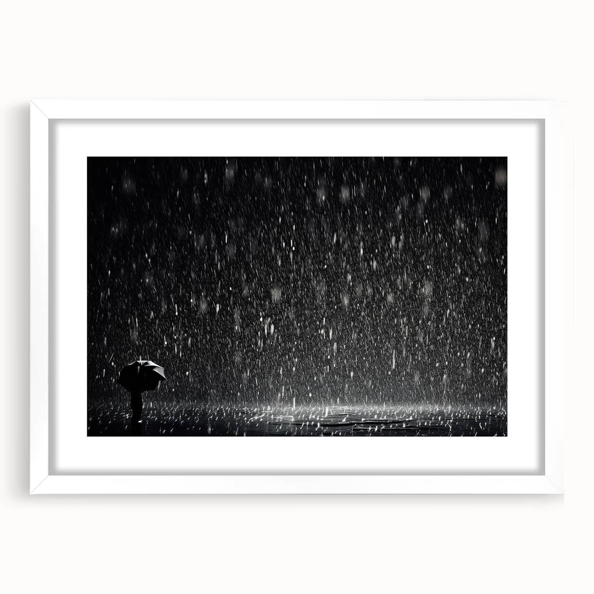 Solitary Figure in Rainstorm - Earthy Phenomena Wall Art Print