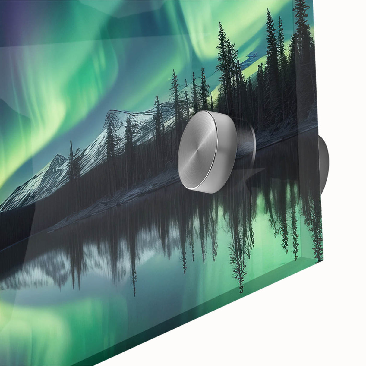 Northern Lights Over Lake and Mountains - Earth Phenomena Wall Art Print