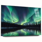 Northern Lights Over Lake and Mountains - Earth Phenomena Wall Art Print