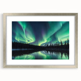 Northern Lights Over Lake and Mountains - Earth Phenomena Wall Art Print